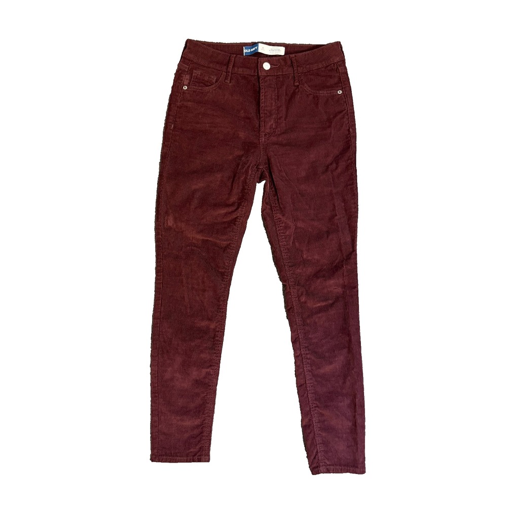 Old Navy Burgundy Corduroy Pants Womens Sz 4P 90s High Waisted Super Skinny
